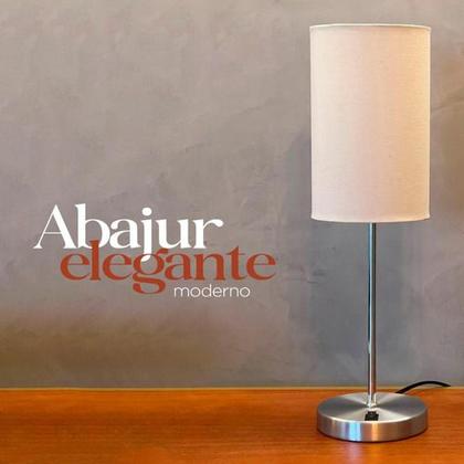 Imagem de Kit 2 Abajur de Mesa Clássico Redondo Escovado Com Interruptor e Com Cúpula Ref 82 de cabeceira, cama, Quarto ou Sala