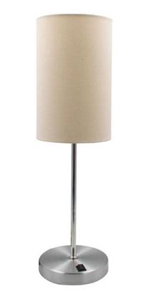 Imagem de Kit 2 Abajur de Mesa Clássico Redondo Escovado Com Interruptor e Com Cúpula Ref 82 de cabeceira, cama, Quarto ou Sala