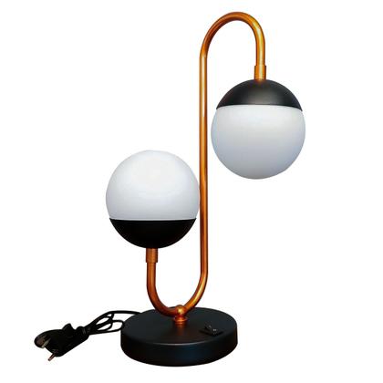 Imagem de Kit 2 Abajur de Mesa Moderno Jabuticaba Jennifer Alumínio Com 2 Globos Vidro 10cm com Lâmpada Branco Quente