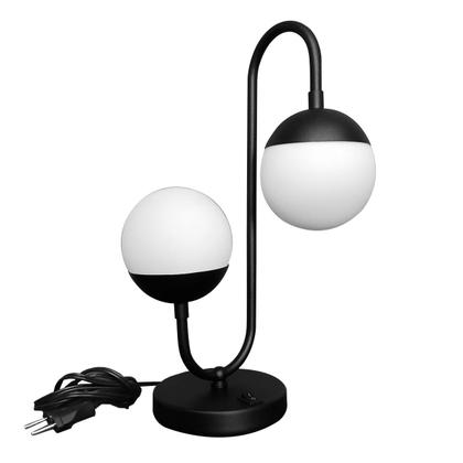 Imagem de Kit 2 Abajur de Mesa Moderno Jabuticaba Jennifer Alumínio Com 2 Globos Vidro 10cm com Lâmpada Branco Quente