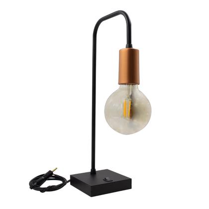 Imagem de Kit 2 Abajur Luminária de Mesa Curvado alumínio Bivolt Preto de Cobre Para Sala, Quarto, Cabeceira de Cama, Escritório