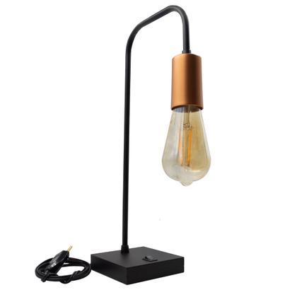 Imagem de Kit 2 Abajur Luminária de Mesa Curvado alumínio Bivolt Preto de Cobre Para Sala, Quarto, Cabeceira de Cama, Escritório