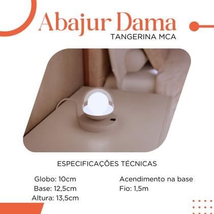 Imagem de Kit 2 Abajur luminária de mesa Dama Com Globo Vidro 10cm  Lâmpada 6000K Branco Frio