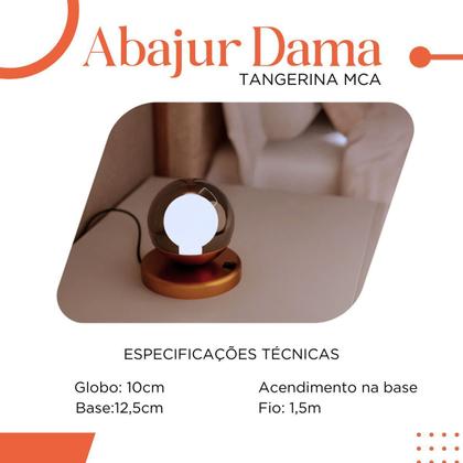 Imagem de Kit 2 Abajur luminária de mesa Dama Com Globo Vidro 10cm  Lâmpada 6000K Branco Frio