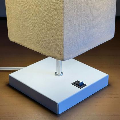 Imagem de Kit 2 Abajur Luminária de Mesa Quadrado Com Interruptor e Com Cúpula Para Sala, Quarto e Cabeceira de cama, Corredor, Escritorio