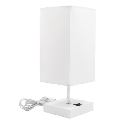 Imagem de Kit 2 Abajur Luminária De Mesa Quadrado de MDF Com Interruptor Com Cúpula Para Cabeceira, Sala ou Escritório, cama ou Quarto, corredor sala