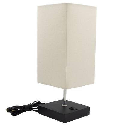 Imagem de Kit 2 Abajur Luminária De Mesa Quadrado de MDF Com Interruptor Com Cúpula Para Cabeceira, Sala ou Escritório, cama ou Quarto, corredor sala