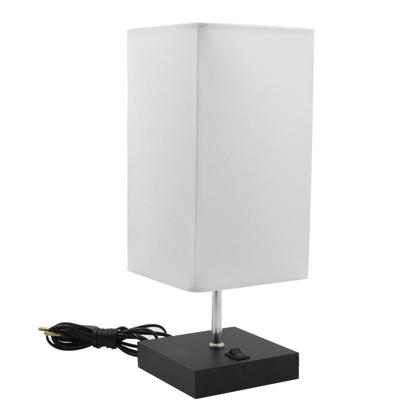 Imagem de Kit 2 Abajur Luminária De Mesa Quadrado de MDF Com Interruptor Com Cúpula Para Cabeceira, Sala ou Escritório, cama ou Quarto, corredor sala