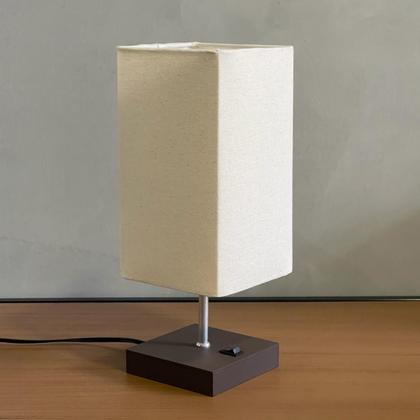 Imagem de Kit 2 Abajur Luminária De Mesa Quadrado de MDF Com Interruptor Com Cúpula Para Cabeceira, Sala ou Escritório, cama ou Quarto, corredor sala