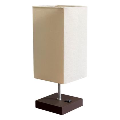 Imagem de Kit 2 Abajur Luminária De Mesa Quadrado de MDF Com Interruptor Com Cúpula Para Cabeceira, Sala ou Escritório, cama ou Quarto, corredor sala