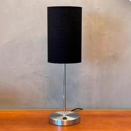 Imagem de Kit 2 Abajur luminária de Mesa Redondo Escovado Com Interruptor Com Cúpula Para Sala ou Quarto, Cabeceira de Cama, Escritório