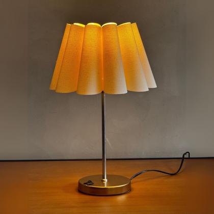 Imagem de Kit 2 Abajur Luminária de Mesa Redondo Pétala com Interruptor Com Cúpula bege P Sala, Quarto, Cabeceira Cama, Escritório