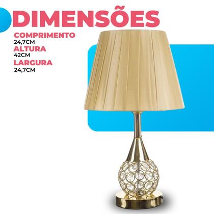 Imagem de Kit 2 Abajur Luminaria Decorativo Quarto Sala mesa de cabeceira Cristal Com Led 42cm Tippi -