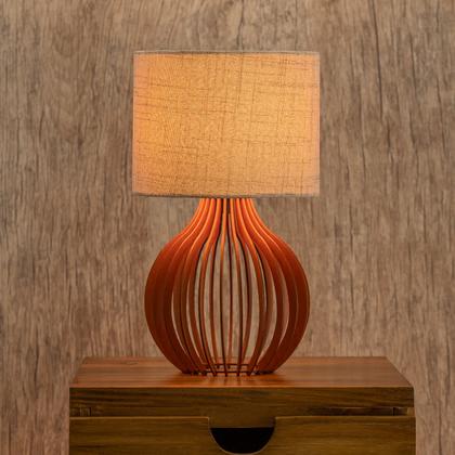 Imagem de Kit 2 Abajur Luminária Em Mdf Bivolt Criado Mesa Quarto Sala