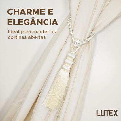 Imagem de Kit 2 Abraçadeira para Cortina Márcia Niazitex Par Prendedor Pingente Cordão com Franja Enfeite Luxo