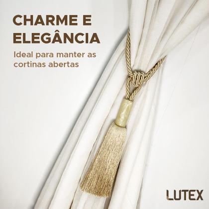 Imagem de Kit 2 Abraçadeira para Cortina Maria Niazitex Par Prendedor Pingente Cordão Franja Enfeite Resina