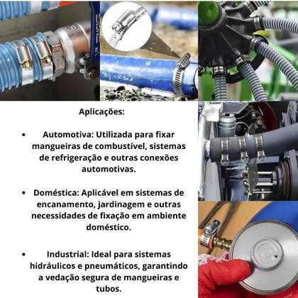 Imagem de Kit 2 Abraçadeira Rosca Sem Fim 5/8x3/4 De Aço 16-19mm Para Mangueira Ar Água Gás Combustivel