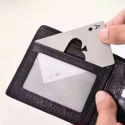 Imagem de Kit 2 Abridor De Garrafa Formato Carta De Baralho Aço Inox
