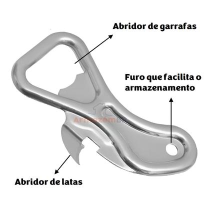 Imagem de Kit 2 Abridor De Latas E Garrafas Inox Sardinha Cerveja Boteco Bar - AMZ