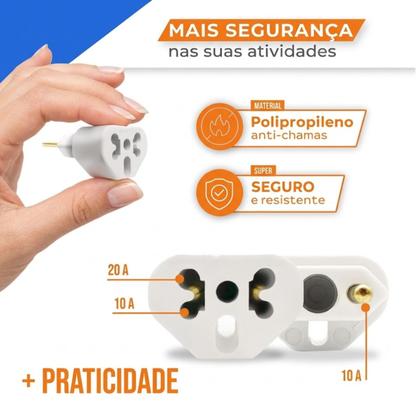 Imagem de Kit 2 adaptador de tomada universal benjamin bob love plug 10A e 20A, compatível com diversos aparelhos até 220v.