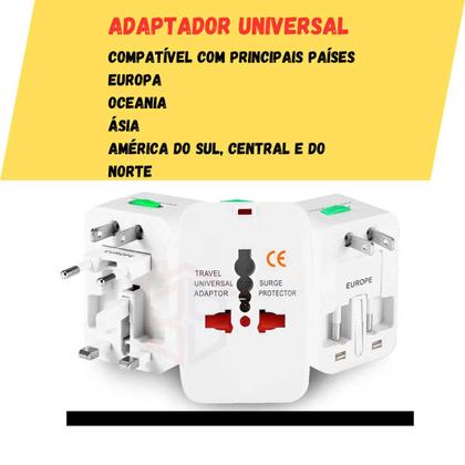 Imagem de Kit 2 Adaptador Tomada Universal Internacional Viagem UK EUA ASIA América do Sul