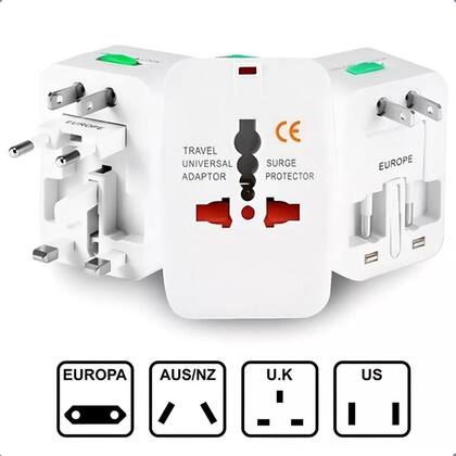 Imagem de Kit 2 Adaptador Tomada Universal Para Viagem Internacional 110/220
