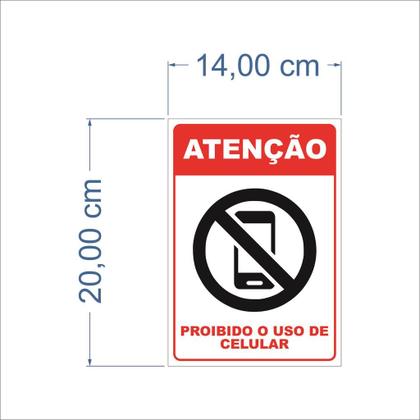 Imagem de Kit 2 Adesivos de Sinalização Proibido Celular 14cmx20cm
