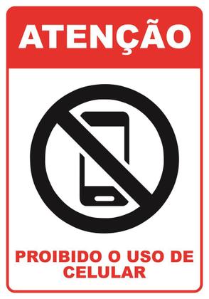 Imagem de Kit 2 Adesivos de Sinalização Proibido Celular 14cmx20cm