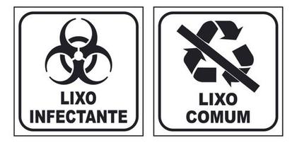 Imagem de Kit 2 Adesivos Lixo Infectante + 2 Comum 12x12 Fundo Branco