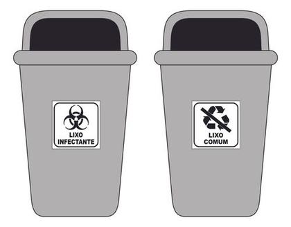 Imagem de Kit 2 Adesivos Lixo Infectante + 2 Comum 12x12 Fundo Branco