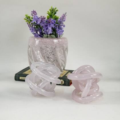 Imagem de Kit 2 Adornos de Murano Importado - Laradore Rosa Claro