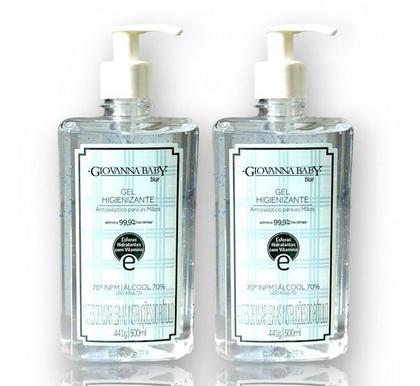Imagem de Kit 2 Álcool em Gel Higienizante Giovanna Baby Blue 500ml - Proteção e Hidratação
