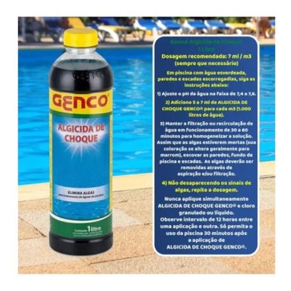 Imagem de Kit 2 Algicida Choque Piscina Agua Verde Elimina Algas Genco