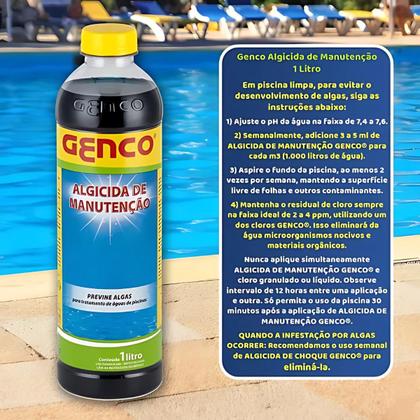 Imagem de Kit 2 Algicida Para Manutenção de Piscinas 1 Litro Genco