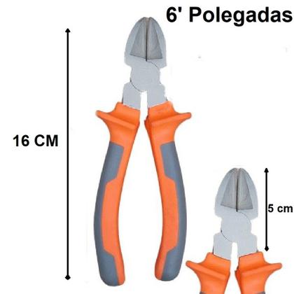 Imagem de Kit 2 Alicate De Corte com 6" Polegadas Para Fios Cabos Arames Uso Profissional Emborrachado