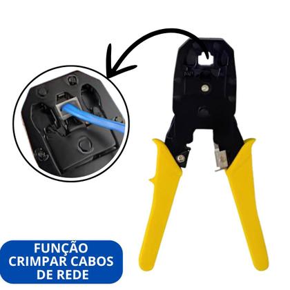 Imagem de Kit 2 Alicate de Crimpar Cortar Decapar 3 em1 e Cortador Fio Cabo De Rede Internet Profissional