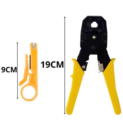 Imagem de Kit 2 Alicate de Crimpar Cortar Decapar 3 em1 e Cortador Fio Cabo De Rede Internet Profissional