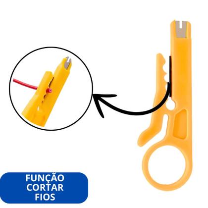 Imagem de Kit 2 Alicate de Crimpar Cortar Decapar 3 em1 e Cortador Fio Cabo De Rede Internet Profissional