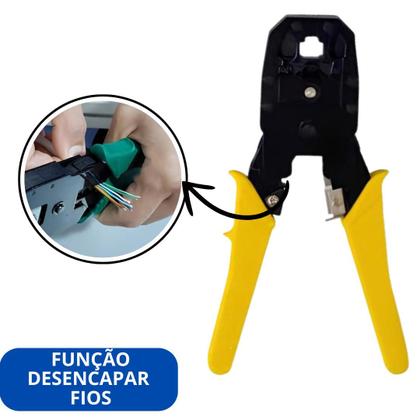 Imagem de Kit 2 Alicate de Crimpar Cortar Decapar 3 em1 e Cortador Fio Cabo De Rede Internet Profissional