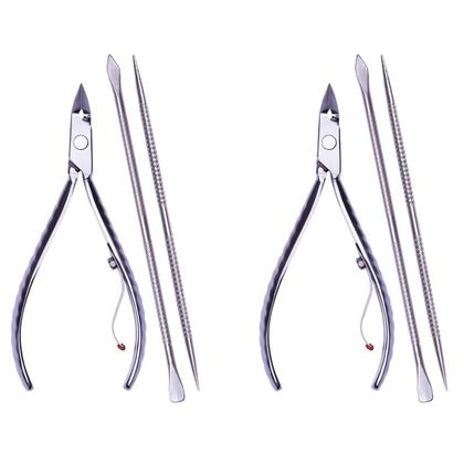 Imagem de Kit 2 Alicates de Cutícula com Espátula e Palito 778-EP Inox Mundial