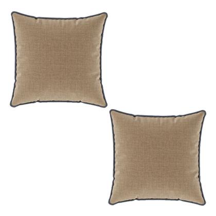 Imagem de Kit 2 Almofadas Decorativas Quadrada Bege Linho com Borda Cinza 