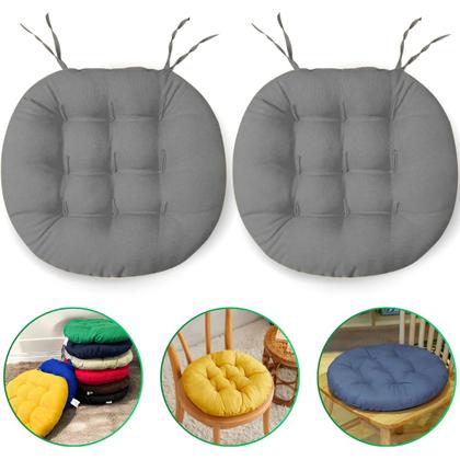 Imagem de Kit 2 Almofadas Futton Assento Cadeira Sofa Confortável Macio Futton C/ Fitas De Amarrar 40x40CM
