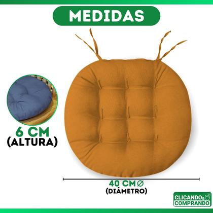 Imagem de Kit 2 Almofadas Futton Assento Cadeira Sofa Confortável Macio Futton C/ Fitas De Amarrar 40x40CM