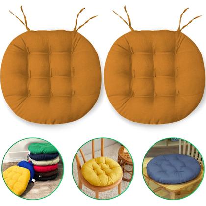 Imagem de Kit 2 Almofadas Futton Assento Cadeira Sofa Confortável Macio Futton C/ Fitas De Amarrar 40x40CM