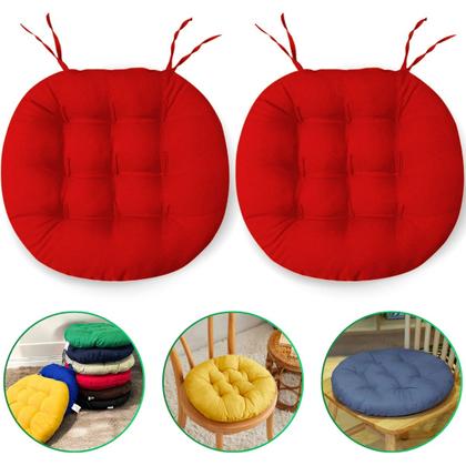 Imagem de Kit 2 Almofadas Futton Assento Cadeira Sofa Confortável Macio Futton C/ Fitas De Amarrar 40x40CM