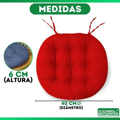 Imagem de Kit 2 Almofadas Futton Assento Cadeira Sofa Confortável Macio Futton C/ Fitas De Amarrar 40x40CM