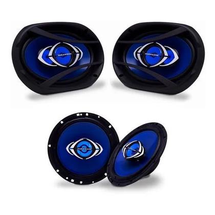 Imagem de Kit 2 Alto Falante Hurricane 6 Polegadas + 2 6x9 Polegadas 280w Rms Som Automotivo Azul e Preto Par