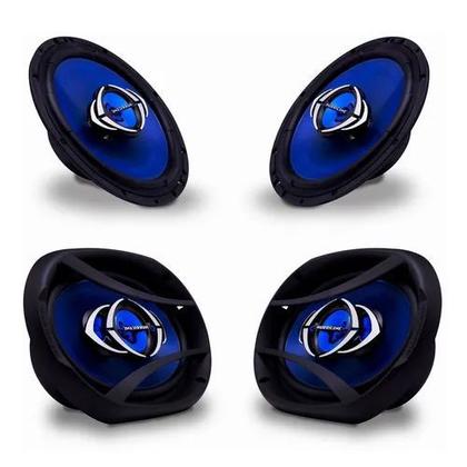 Imagem de Kit 2 Alto Falante Hurricane 6 Polegadas + 2 6x9 Polegadas 280w Rms Som Automotivo Azul e Preto Par