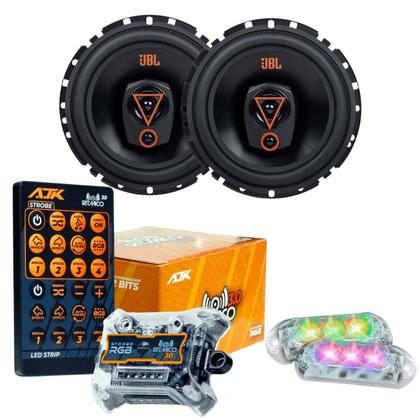 Imagem de Kit 2 Alto Falantes Triaxiais JBL 6TRMS80 160 Watts Rms + Kit 2 Strobo AJK 6W Ritimico 3.0