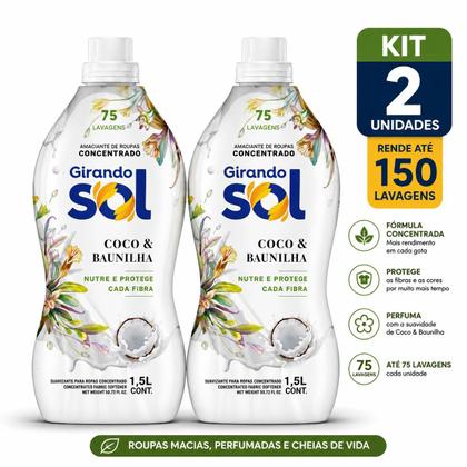 Imagem de Kit 2 amaciantes concentrados Girando Sol coco e baunilha 1,5